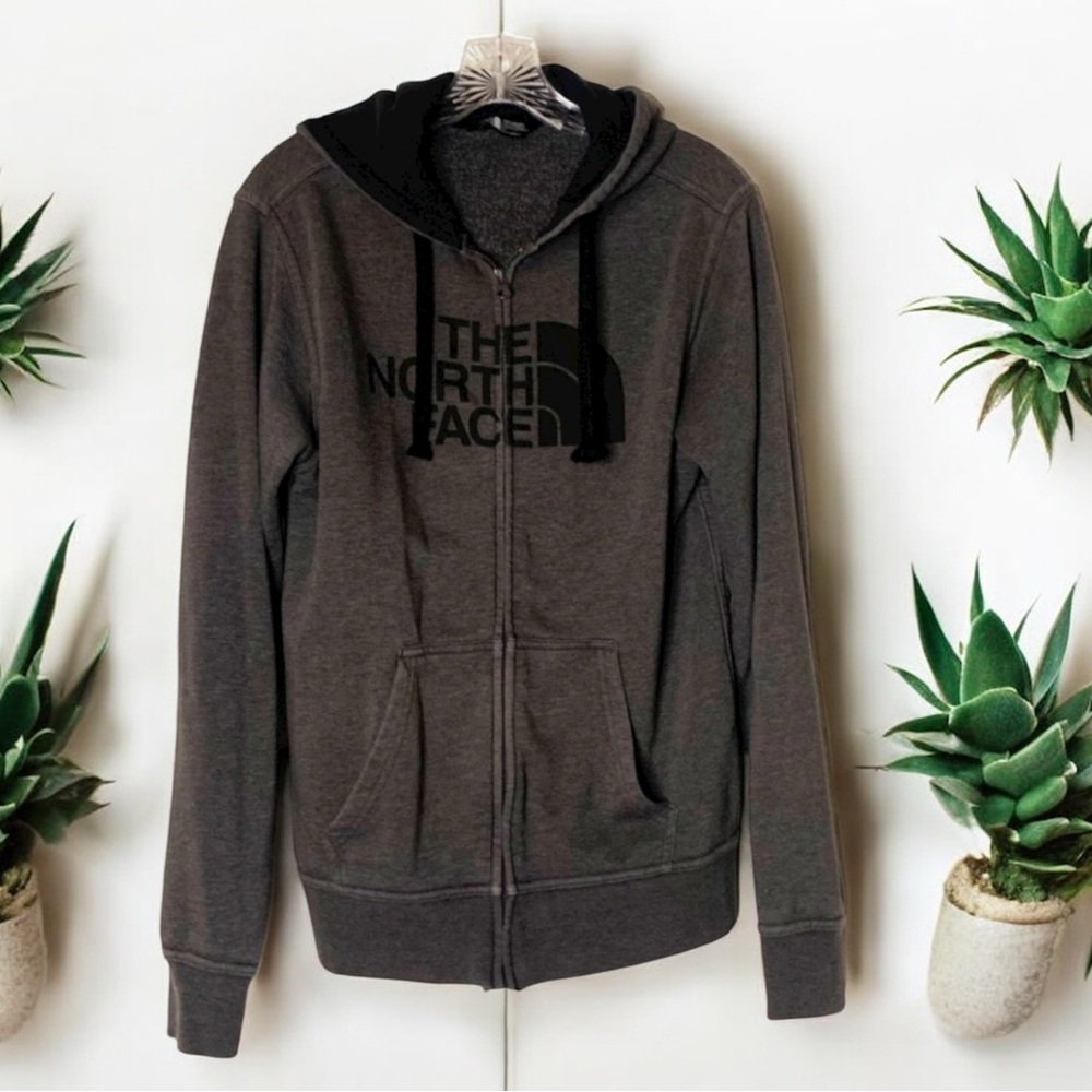 The North Face Gray Hoodie Zip Front LARGE - Picture 1 of 6